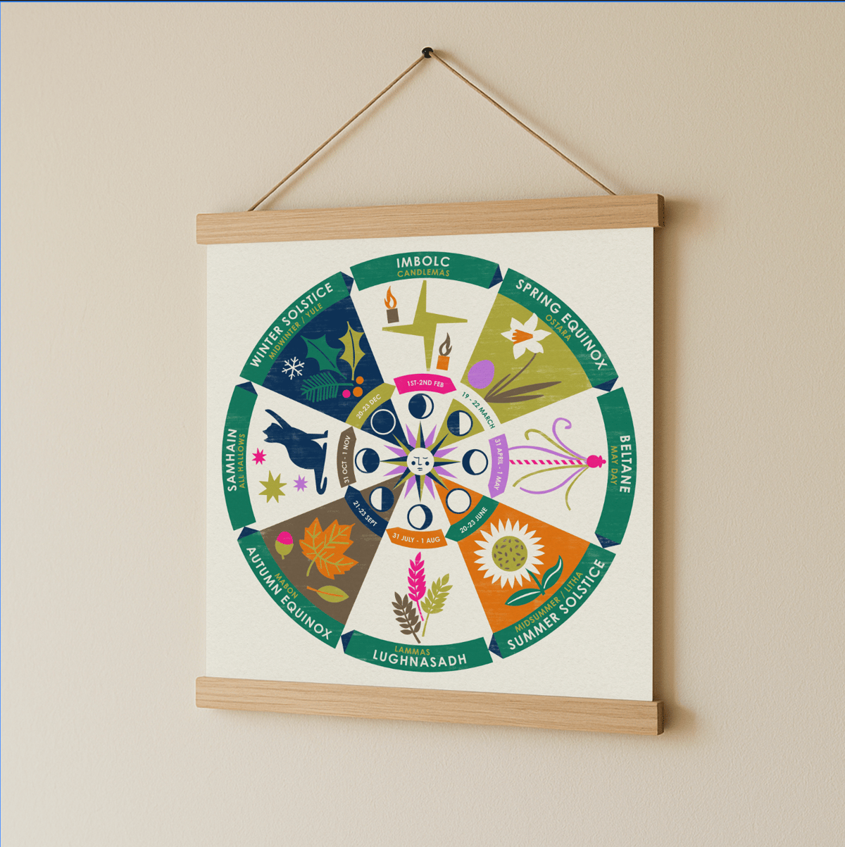Wheel of the Year giclee print (cream background)