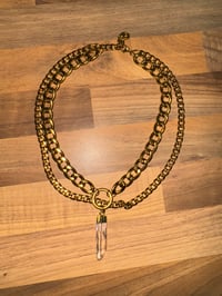 Image 1 of Clear Quartz Double Chunky Chain Necklace ( gold plated)