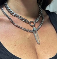 Image 2 of Clear Quartz Double Chunky Chain Necklace (silver plated) 
