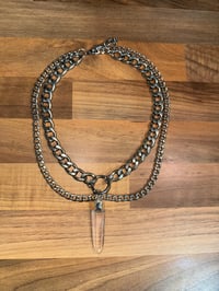 Image 1 of Clear Quartz Double Chunky Chain Necklace (silver plated) 