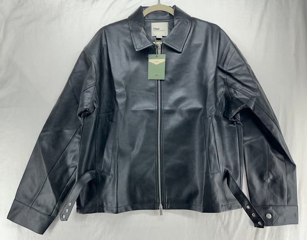 Image of 33mm Zayn PU Faux Leather Jacket Black Moto Style Mens Size L NEW - Free Shipping