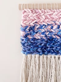 Image 2 of Woven Wall Hanging - Textured, Pink and Blue (small)