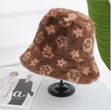 Faux Fur Star Pattern Bucket Hat & Scarf Set