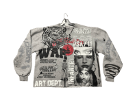Image 1 of  Sade  2Pac Black Panther Douglass war custom screen print gray/black sweatshirt