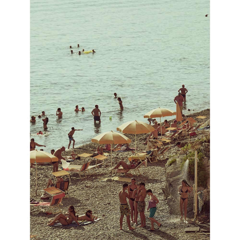 Image of Golden Camogli Scene (Camogli Dorata 03) — Italian Riviera Beach Fine Art Print