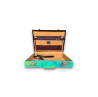 Image 3 of 100% Leather painted abstract briefcase 17"