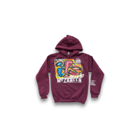 Image 1 of  Abstract Art hand painted Mezaneen Originals® burgundy/maroon hoodie