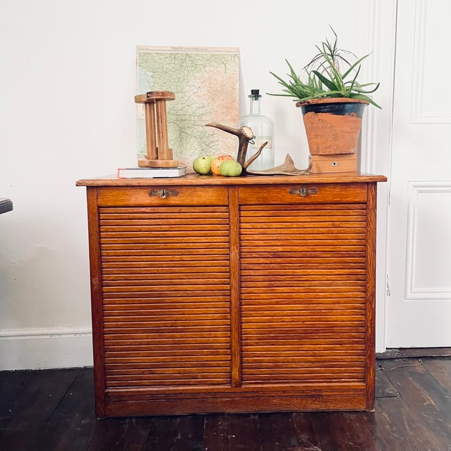 Antique Tambour Chest/ Double Fronted