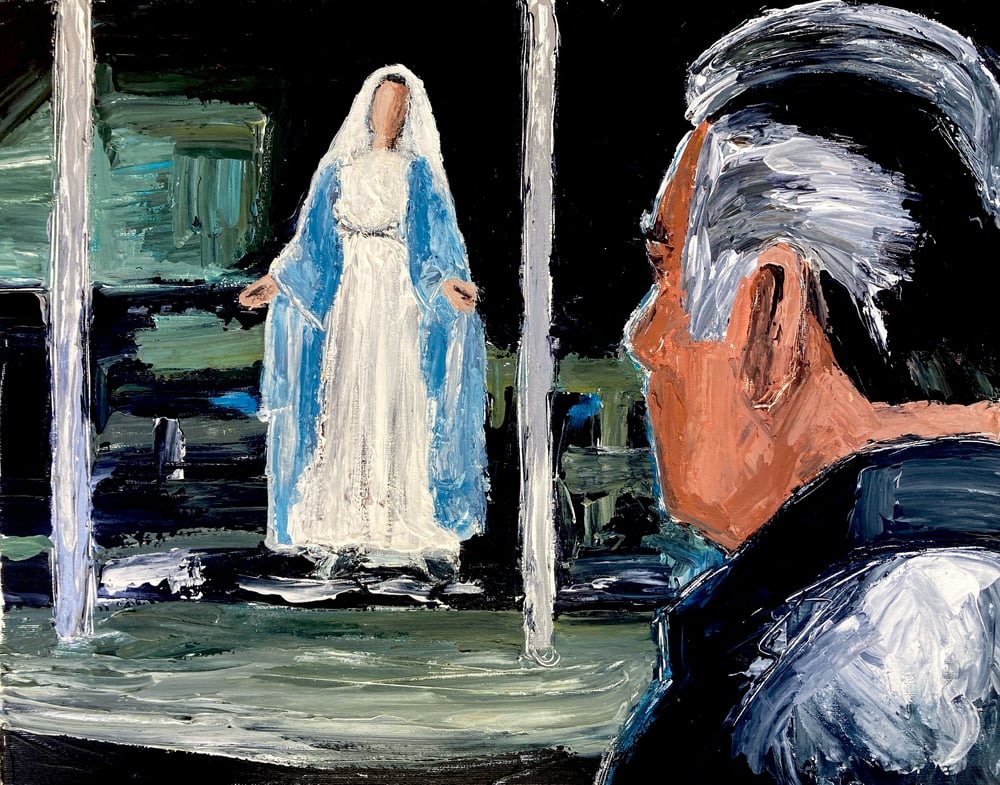 Image of Paulie sees the Virgin Mary at the Banda Bing ( original on canvas)