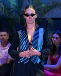 Structured Satin Tie Jacket Set - Size 10