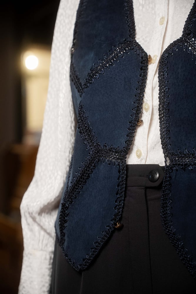 Image of Gilet patchwork camoscio