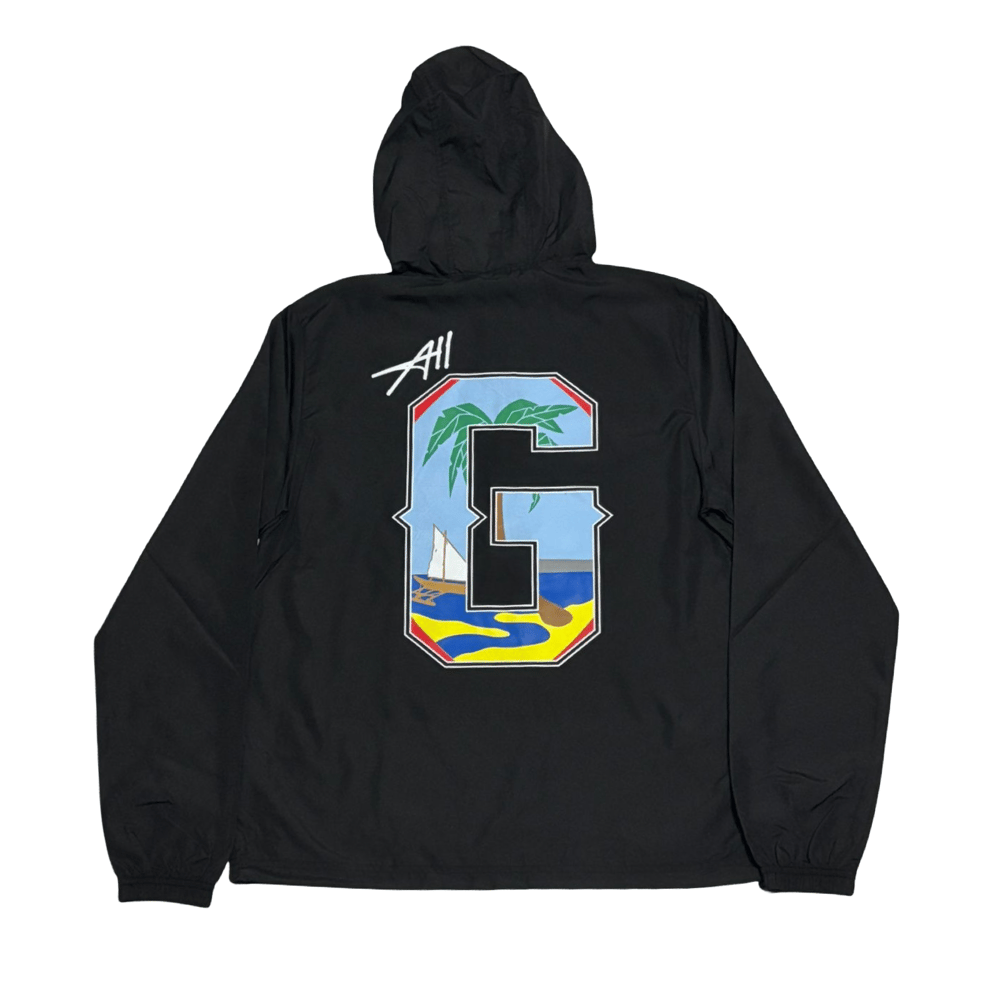 Image of ALL G (HALF ZIP RAIN JACKET) BLACK