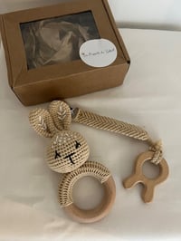Image 2 of Crochet Bunny Rattle & Clip Set