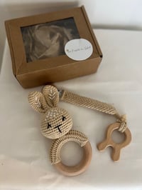 Image 3 of Crochet Bunny Rattle & Clip Set