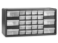 Image 1 of 10126 Black, 20" x 6-3/8" x 10-1/4" Plastic Storage Cabinet w/ 26 Drawers - Large Drawer Size 6" x 4