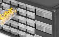 Image 3 of 10126 Black, 20" x 6-3/8" x 10-1/4" Plastic Storage Cabinet w/ 26 Drawers - Large Drawer Size 6" x 4