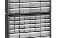 Image 3 of 10144 Black, 20" x 6-3/8" x 15-13/16" Plastic Storage Cabinet w/ 44 Drawers - Large Drawer Size 6" x