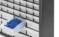 Image 2 of 10144 Black, 20" x 6-3/8" x 15-13/16" Plastic Storage Cabinet w/ 44 Drawers - Large Drawer Size 6" x
