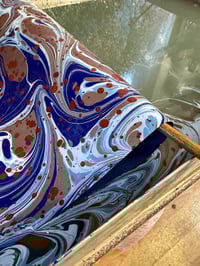 Image 9 of Hand Marbled paper one-of-a-kind 'Cobalt Melt'  