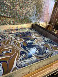 Image 6 of Hand Marbled paper one-of-a-kind 'Cobalt Melt'  