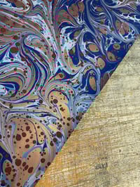 Image 8 of Hand Marbled paper one-of-a-kind 'Cobalt Melt'  