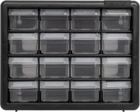 Image 8 of 10116 Black, 10-1/2" x 6-3/8" x 8-1/2" Plastic Storage Cabinet w/ 16 Drawers - Drawer Size 6" x 2-7/