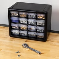 Image 3 of 10116 Black, 10-1/2" x 6-3/8" x 8-1/2" Plastic Storage Cabinet w/ 16 Drawers - Drawer Size 6" x 2-7/