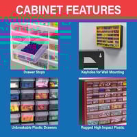Image 19 of 10116 Black, 10-1/2" x 6-3/8" x 8-1/2" Plastic Storage Cabinet w/ 16 Drawers - Drawer Size 6" x 2-7/