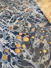 Image 3 of Hand Marbled paper one-of-a-kind 'Blue Palette'