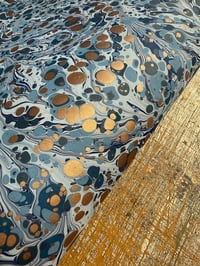 Image 1 of Hand Marbled paper one-of-a-kind 'Blue Palette'