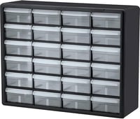 Image 1 of 10124 Black, 20" x 6-3/8" x 15-13/16" Plastic Storage Cabinet w/ 24 Drawers - Drawer Size 6" x 4-9/1