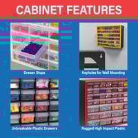 Image 9 of 10124 Black, 20" x 6-3/8" x 15-13/16" Plastic Storage Cabinet w/ 24 Drawers - Drawer Size 6" x 4-9/1