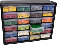 Image 3 of 10124 Black, 20" x 6-3/8" x 15-13/16" Plastic Storage Cabinet w/ 24 Drawers - Drawer Size 6" x 4-9/1