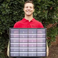 Image 6 of 10124 Black, 20" x 6-3/8" x 15-13/16" Plastic Storage Cabinet w/ 24 Drawers - Drawer Size 6" x 4-9/1