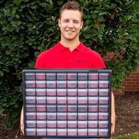 Image 6 of 10164 Black, 20" x 6-3/8" x 15-13/16" Plastic Storage Cabinet w/ 64 Drawers - Drawer Size 6" x 2-7/3