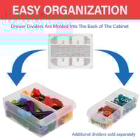 Image 9 of 10164 Black, 20" x 6-3/8" x 15-13/16" Plastic Storage Cabinet w/ 64 Drawers - Drawer Size 6" x 2-7/3