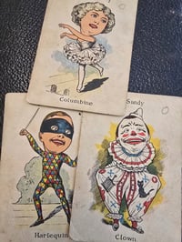 Image 1 of Antique Harlequin, Columbine and Clown Playing Cards Set