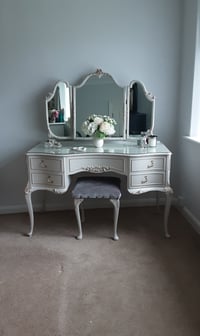 Image 3 of Olympus Louis style Antoinette Dressing Table set in Cornforth White.
