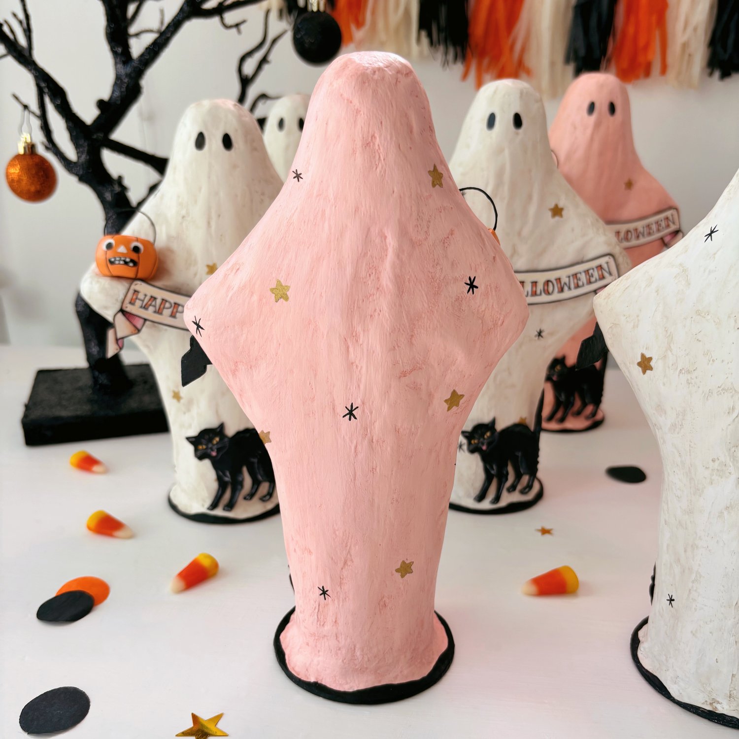 Image of PINK Ghost mixed media sculpture 