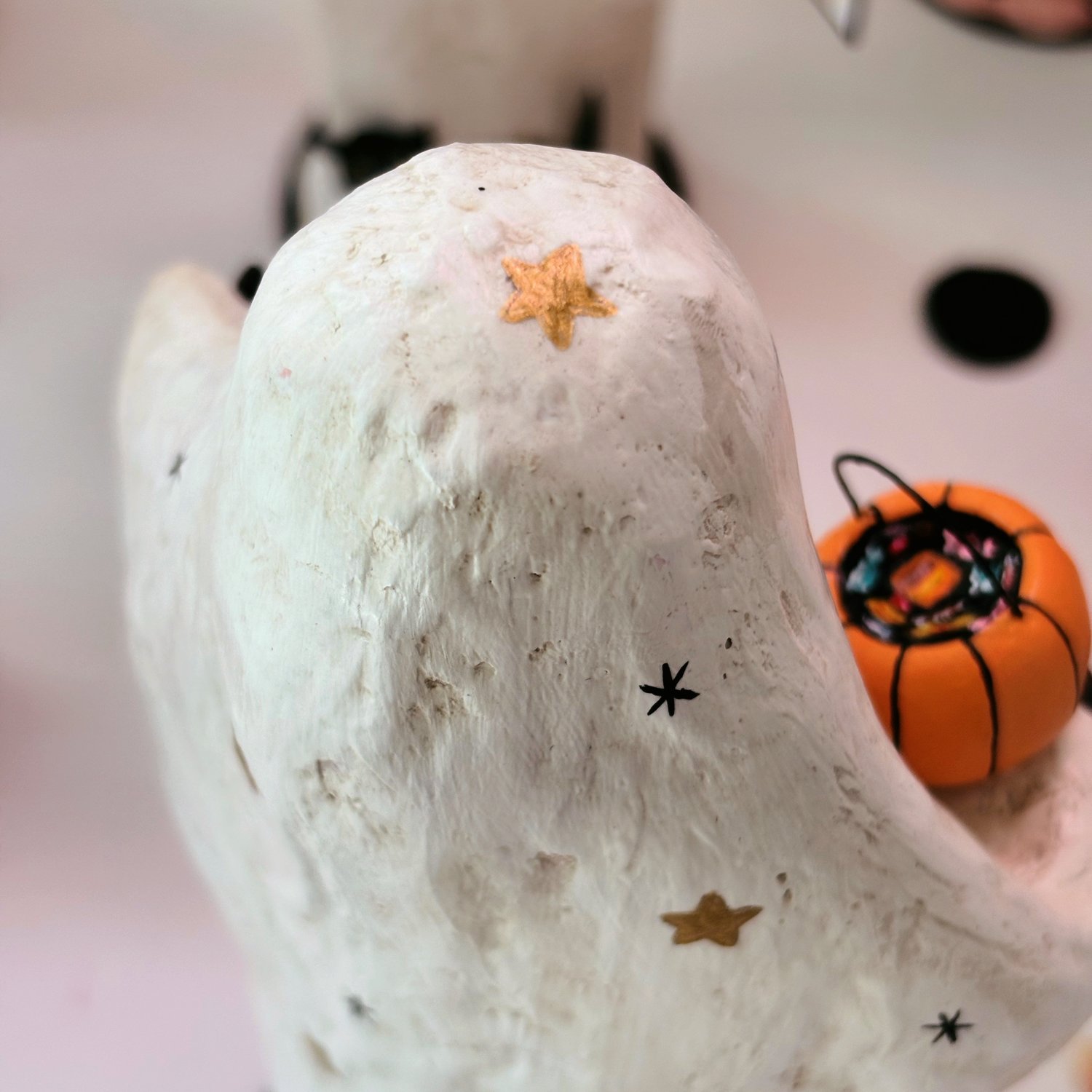 Image of WHITE Ghost mixed media sculpture 