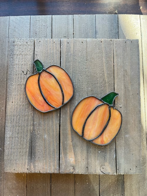 Image of Pumpkin- glass & solder, stained glass