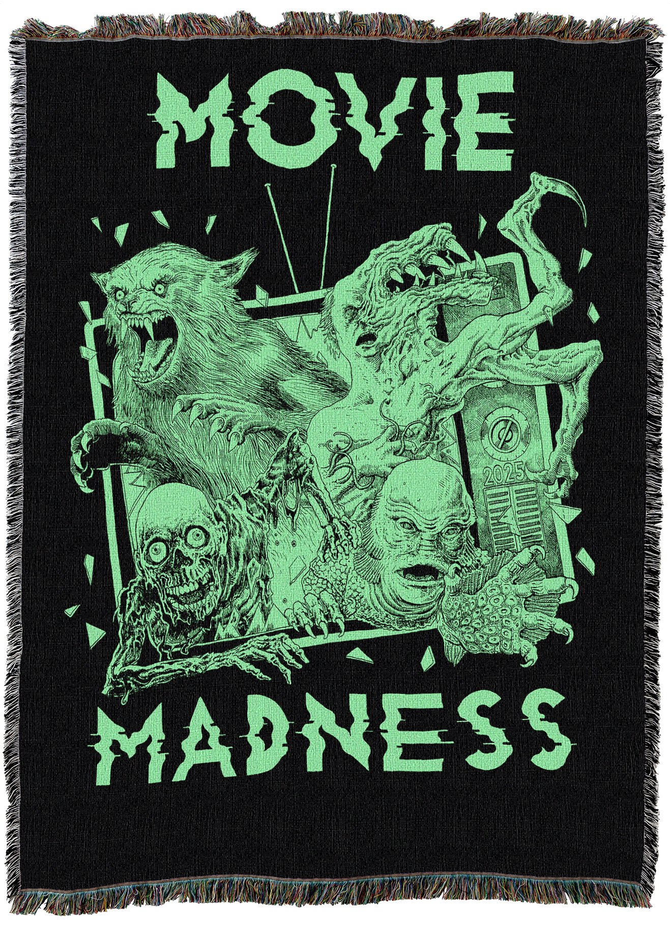 Image of Movie Madness Halloween 2025 Woven Throw Blanket *PRE-ORDER*
