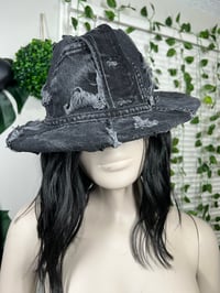 Image 1 of Dirty Diana Fedora in Blk Denim w/Royal Bottom