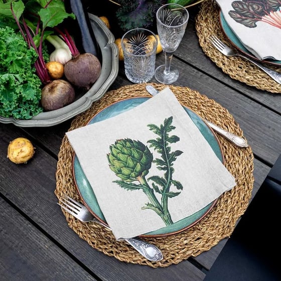 Image of Serviettes de Table en Lin POTAGER Lot de 6