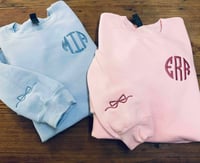 Embroidered Monogram + Bow Sleeve Sweathshirt