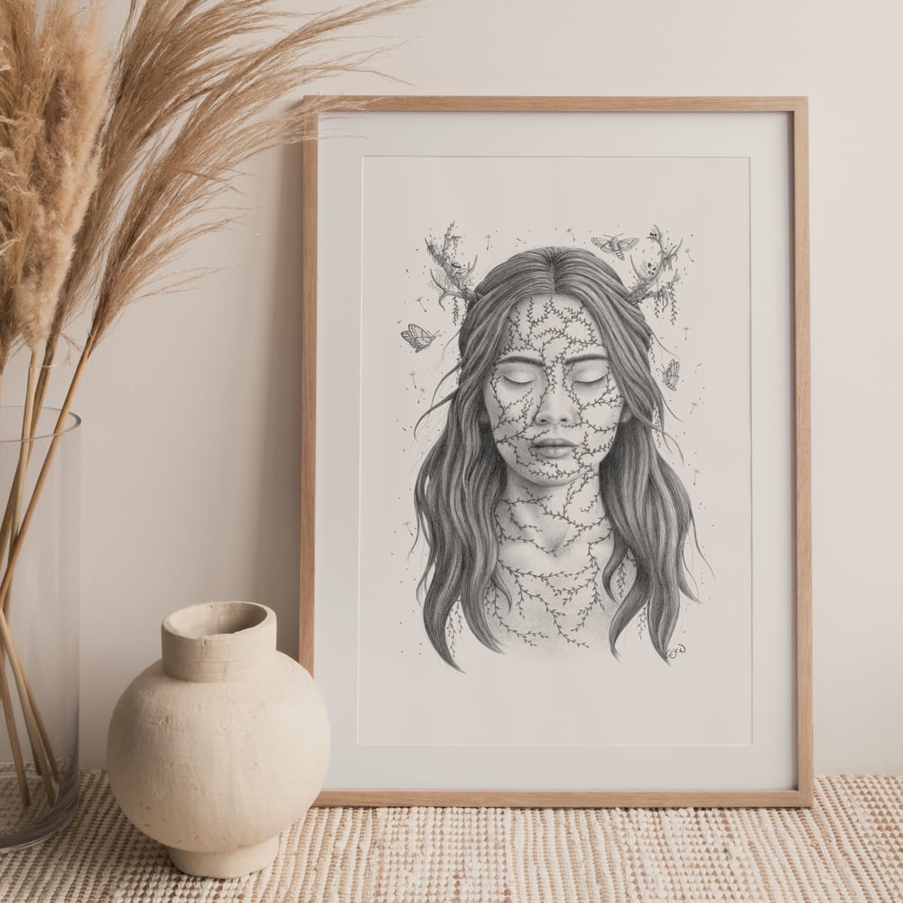 Image of 'Gaia' graphite illustration - Fine-art print
