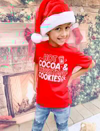 Image 3 of Hot Cocoa and Christmas Cookies Red Top Neutral Boys Girls Big Kids Baby and Toddler Shirt