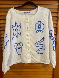 Image 1 of Linen Snap Up Top SM