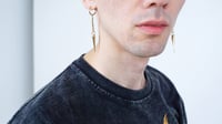 Image 2 of Gold Spike Earrings: 14k Gold Plated Stainless Steel