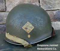 Image 4 of WWII M2 101st Airborne Helmet 501st PIR D-bale Front Seam & Westinghouse Paratrooper liner.